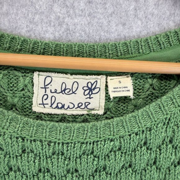 Field Flower Anthro Green Knit Long Sleeve Sweater Size Small Wool‎ Mohair Blend - Picture 5 of 11
